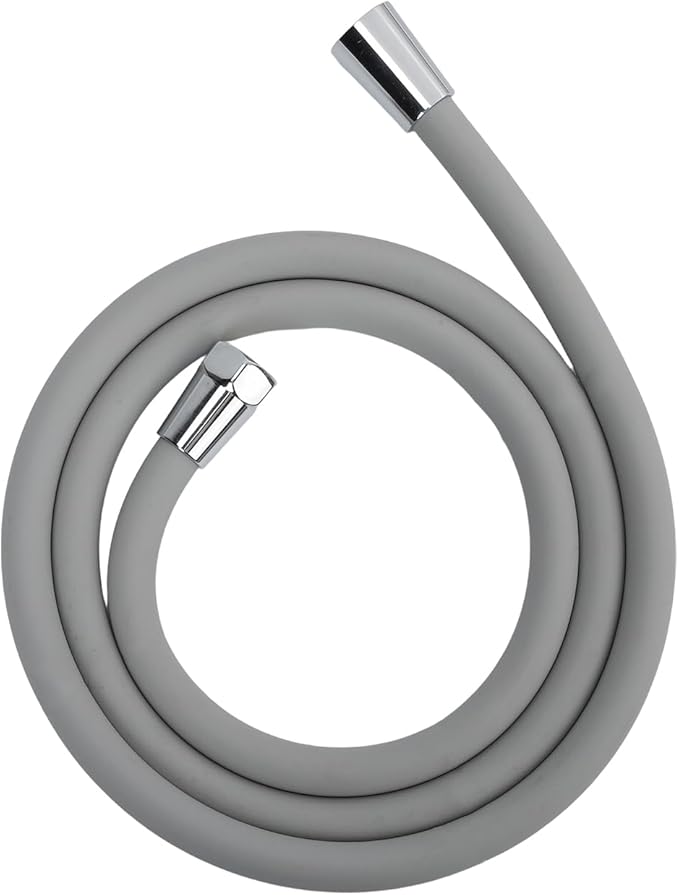 59 Inches Shower Hose Ultra-Soft Silicone Shower Hose Extension Anti-Kink Designed Long Handheld Shower Head Hose Replacement with Brass Insert and Nut Gray