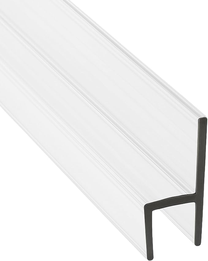 CBW Frameless Shower Door Side Seal Strip H-Type 180 Degree 72'' Length, Clear (1, 3/8'' Glass)