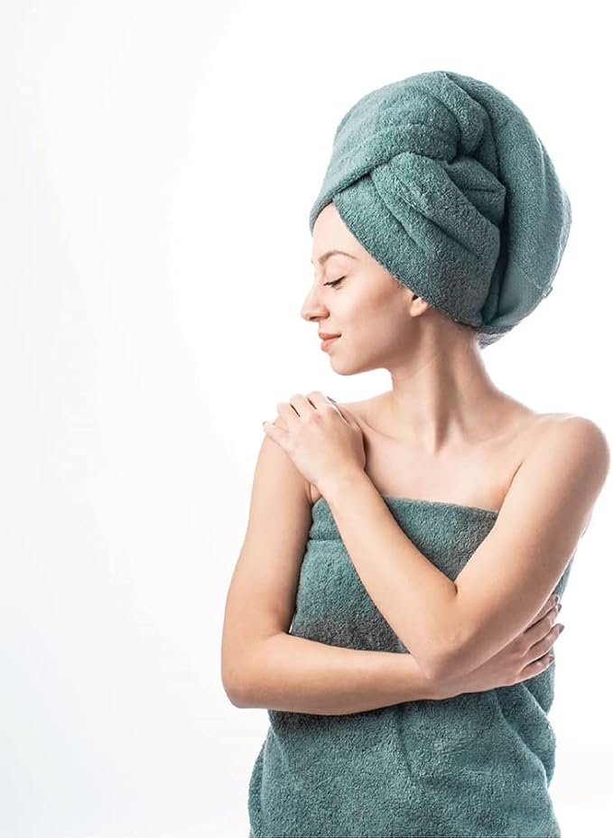 Hencely 18-Piece Bath Towel Set - High Absorbency, Quick Drying - 100% Soft Turkish Cotton - 6 Bath Towels, 6 Hand Towels, 6 Washcloths - for Bathroom, Home, Hotel, Spa, and Gym - 18-Pack Dark Green