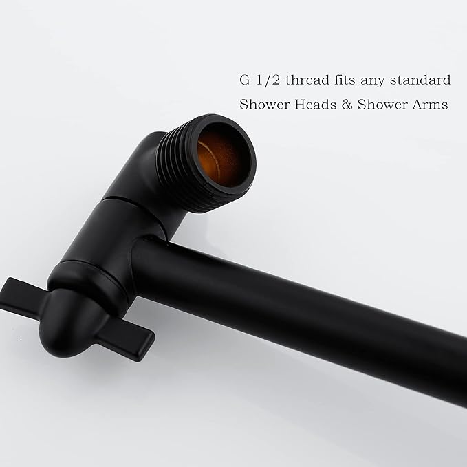 Black Shower Arm, Shower Head Extender Arm with Universal Connection to Shower Heads, Anti-Leak Tool-Free Installtion, Shower Exetension (5 Inch, Matte Black)