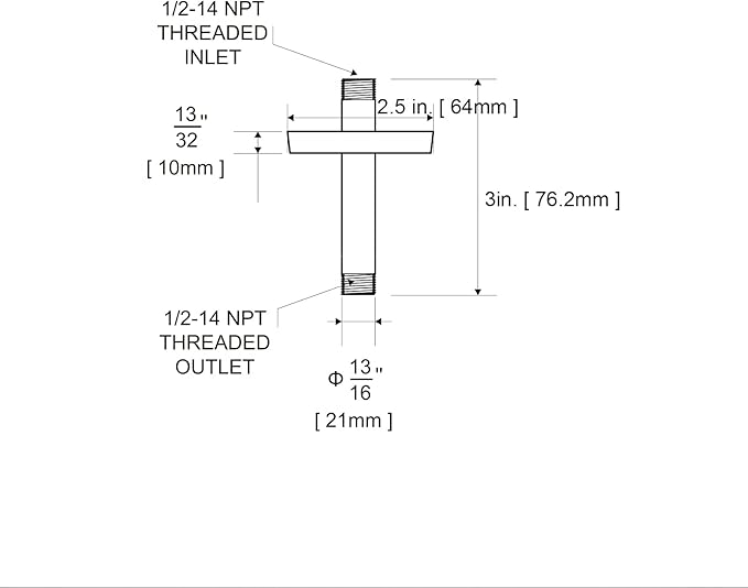 OFFO Shower Arm with Flange, 3 in Ceiling Mount Replacement Rain Shower Head Straight Arm Ceiling-Mounted For Fixed Shower Head & High Pressure Rain, Chrome