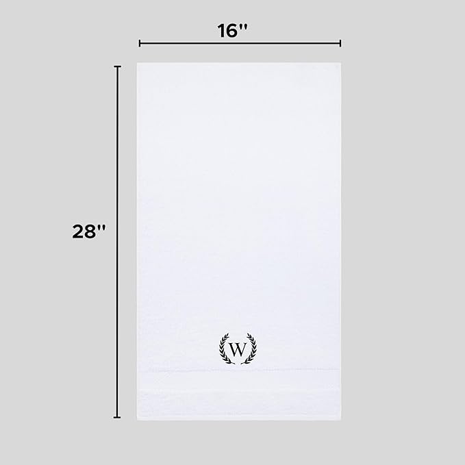 Monogrammed Hand Towels for Bathroom Makeup, Personalized Turkish Cotton Towel with Embroidery, Gift for Weddings, Housewarming, Anniversaries, and Bridal Showers, Set of 2 (Navy, Initial T)