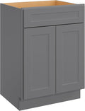 ROOMTEC Bathroom Cabinet, 24'' Free Standing Single Bathroom Vanity with 1 False Drawer and 2 Doors,Morden Bathroom Sink Vanity Storage Cabinet, Shaker Gray