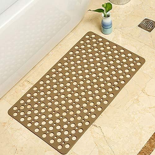 Casa and Beyond Shower Mat,Non Slip Bath Mat and Shower Mat with Suction Cups and Drain Holes,Bathroom Mat Easy to Clean Soft Machine Washable,Bathtub Mat Easy Dry&Cut (Coffee,28" x 28"(Rectangular))