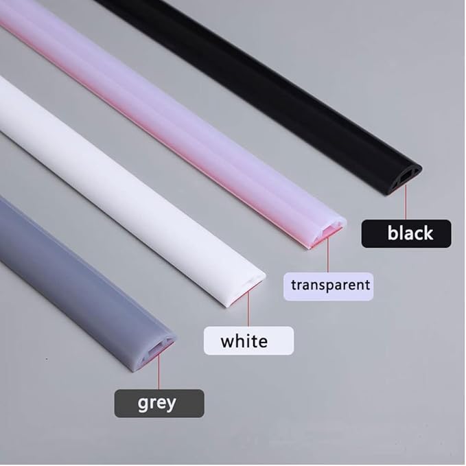 Bathroom Foldable Block water Stopper sealing strip shower threshold dam Self-adhesive silicone shower barrier (66 Inch-BK)