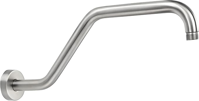 Shower Head Extension Arm,15.5 Inch Shower Arm Extension Replacement,Stainless Steel S Shape Shower Arm with Flange,Brushed Nickel,9Z2MK
