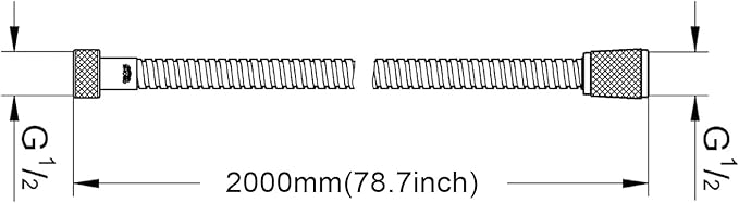 AULEEND，78 inch，encrypted shower hose 304 stainless steel metal - Extra long shower hose -（Universal Connection G 1/2" x 1/2")（Matte Black）