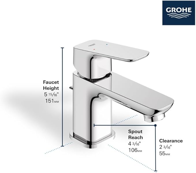 Grohe 101897GN00 Cubeo Single Hole Single Handle XS-Size Bathroom Faucet, 1.2 GPM, Brushed Gold