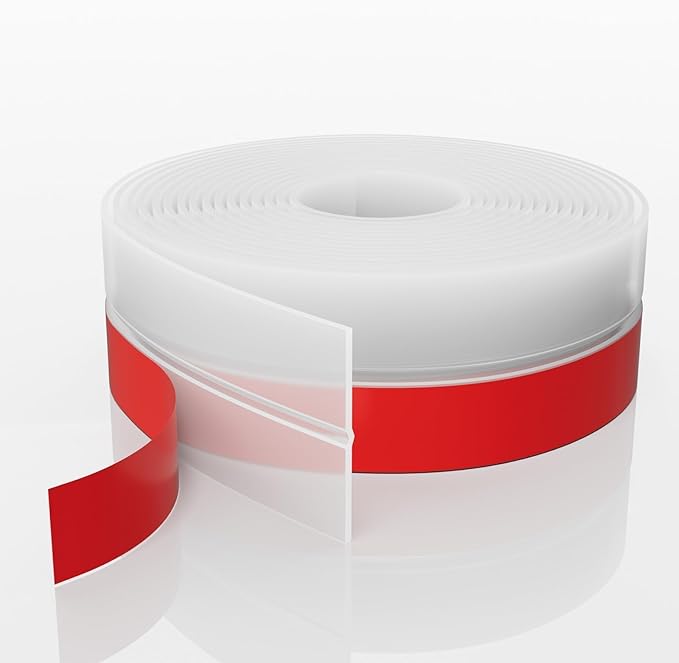 Shower Door Seal Strip, 36ft Silicone Door Frame Sealing Strip for Glass Doors, Bottom & Side Door Gap Filler, 2 Inch Wide Shower Glass Door Seal