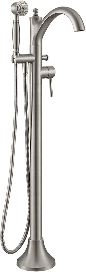 Freestanding Tub Faucets, Classic Freestanding Bathtub Faucet with Retro Handheld Sprayer High Flow Max 7.04GPM Floor Mount Tub Filler Swivel Spout Bath Tub faucet Brushed Nickel (WT-9002BN)