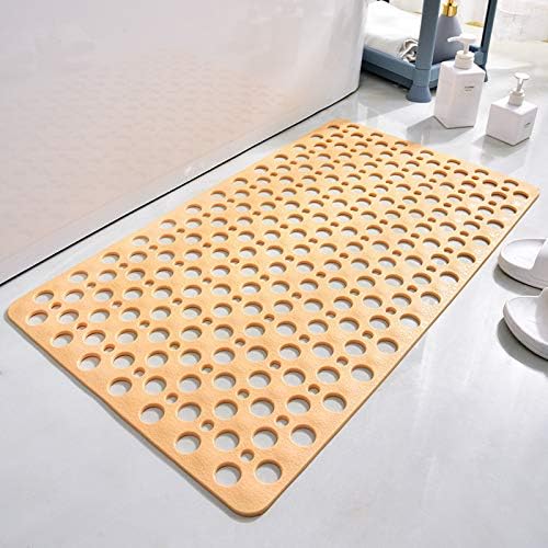 Casa and Beyond Shower Mat,Non Slip Bath Mat and Shower Mat with Suction Cups and Drain Holes,Bathroom Mat Easy to Clean Soft Machine Washable,Bathtub Mat Easy Dry&Cut (Beige,47" x 32"(Rectangular))