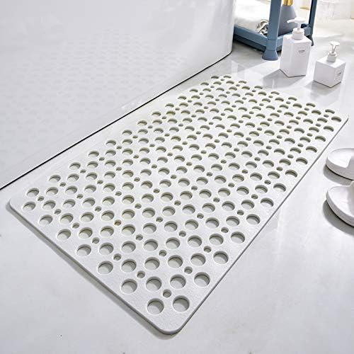 Casa and Beyond Shower Mat,Non Slip Bath Mat and Shower Mat with Suction Cups and Drain Holes,Bathroom Mat Easy to Clean Soft Machine Washable,Bathtub Mat Easy Dry&Cut (White,17" x 30"(Rectangular))