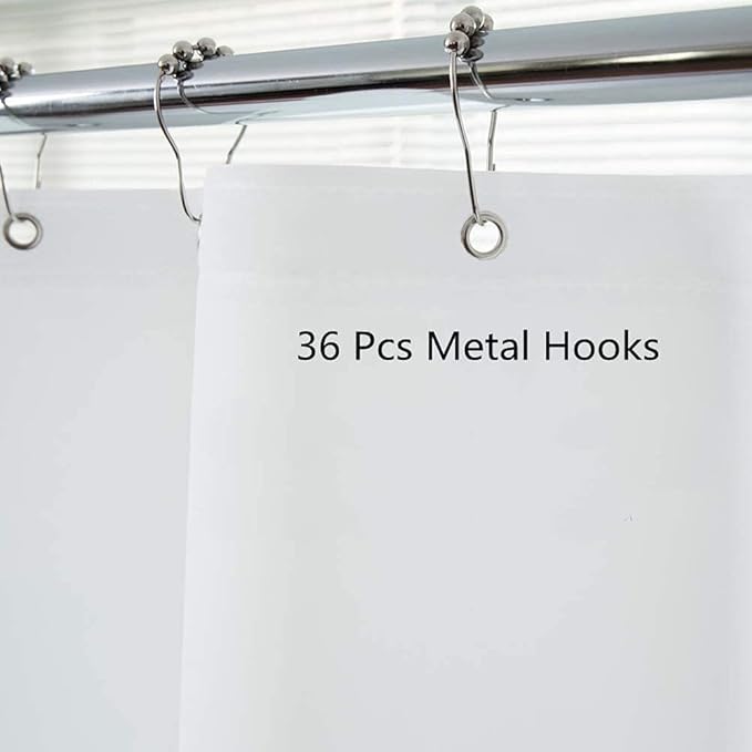 Clawfoot Tub Shower Curtain Liner 8G Extra Thick and Heavy Duty 180W x 70H inch,White, Waterproof Plastic Shower Liner Weighted 36 Mental Hooks,Upgrades