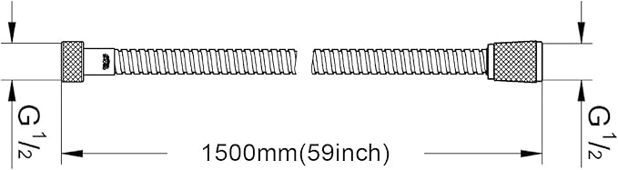 AULEEND，59 inch，encrypted shower hose 304 stainless steel metal - Extra long shower hose -（Universal Connection G 1/2" x 1/2")（brushed nickel）