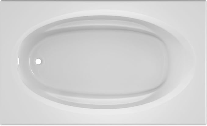 Jacuzzi SIGNATURE Acrylic Drop-In Bathtub, Soaking Sanctuary, Slip Resistant, Universal Drain Placement, 60" (L) x 42" (W), Oval In Rectangle, White