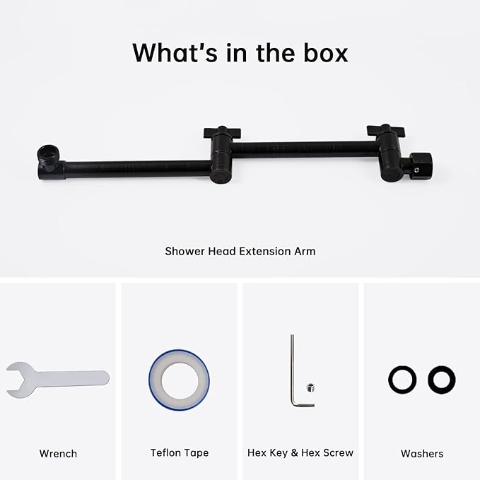 G-Promise 13 Inch Shower Head Extension Arm, Solid Brass Height & Angle Adjustable Extender, Rise or Lower Rainfall and Fixed Shower Head (Oil Rubbed Bronze)