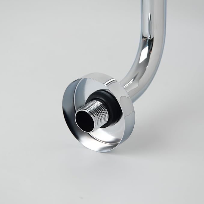 13 Inch S shaped Shower Arm,Stainless Steel Wall-Mounted High Rise Shower Head Extension Arm with Flange，Chrome,10Z1MK