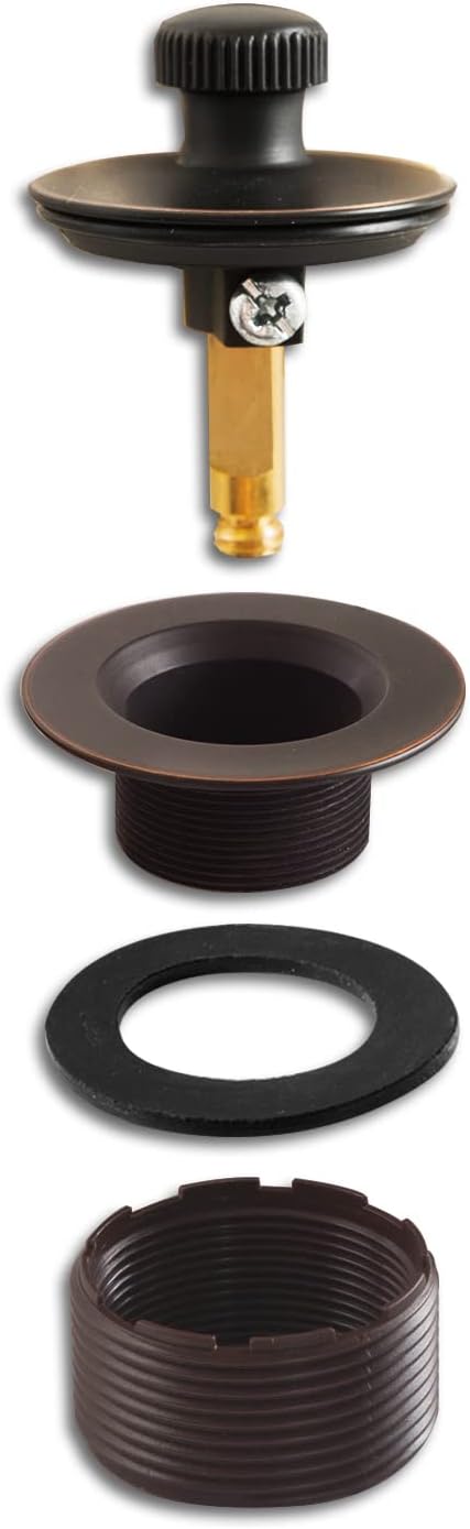 Lift and Turn Bathtub Drain Stopper with ABS Plastic Bushing, Fits in 1-1/2 Inch or 1-3/8 Inch Inner Bathtub Shoe, Easy to Install, Venetian Bronze