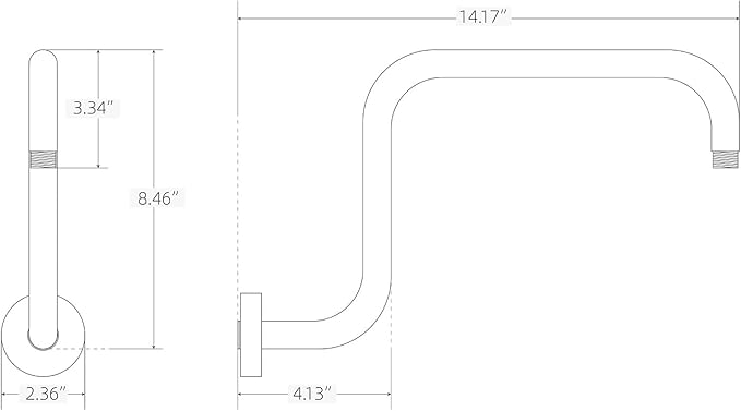 13 Inch S shaped Shower Arm,Stainless Steel Wall-Mounted High Rise Shower Head Extension Arm with Flange，Chrome,10Z1MK