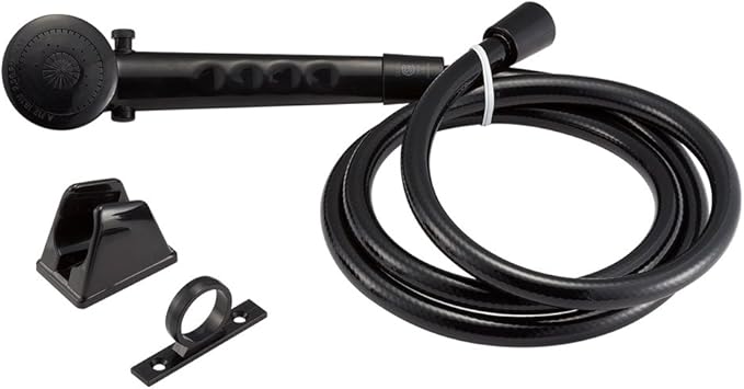 Dura Faucet DF-SA130-BK RV Economical Shower Head and 60-inch Hose Kit - Water-Saving Trickle Switch (Black)
