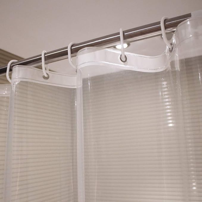 AooHome Clear Shower Curtain Liner, 8 Gauge Eva Extra Long Shower Curtain with Hooks, Bottom Magnets, Water Repellent, Heavy Weight, Rust Proof Grommets, 72x78 Inches