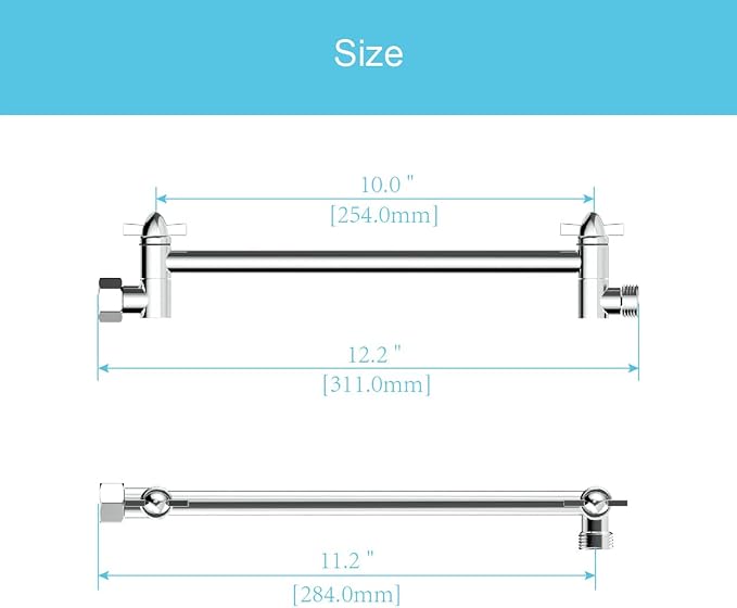 11 Inch Shower Head Extension Arm Chrome.Solid Brass Adjustable Shower Arm Extension,Lower Or Raise Any Rain Or Handheld Showerhead To Your Height & Angle – Universal Connection