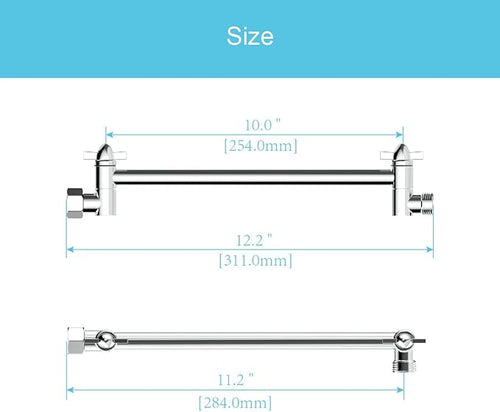 11 Inch Shower Head Extension Arm Chrome.Solid Brass Adjustable Shower Arm Extension,Lower Or Raise Any Rain Or Handheld Showerhead To Your Height & Angle – Universal Connection