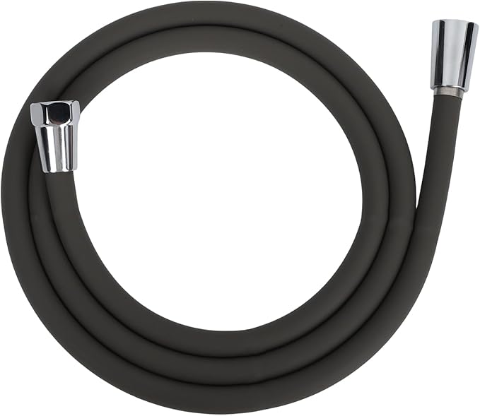 59 Inches Shower Hose Ultra-Soft Silicone Shower Hose Extension Anti-Kink Designed Long Handheld Shower Head Hose Replacement with Brass Insert and Nut Dark Gray