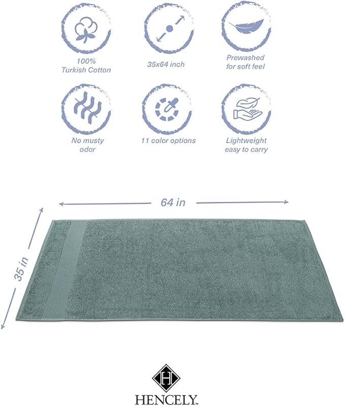 Hencely Bath Sheet Set of 2 - (35x64 Inches) - Luxury Extra Large Oversized Towels, 100% Cotton - Quick Dry, Highly Absorbent, Super Soft - Spa, Hotel, Bathroom - (Bath Sheets 2 Pack, Dark Green)