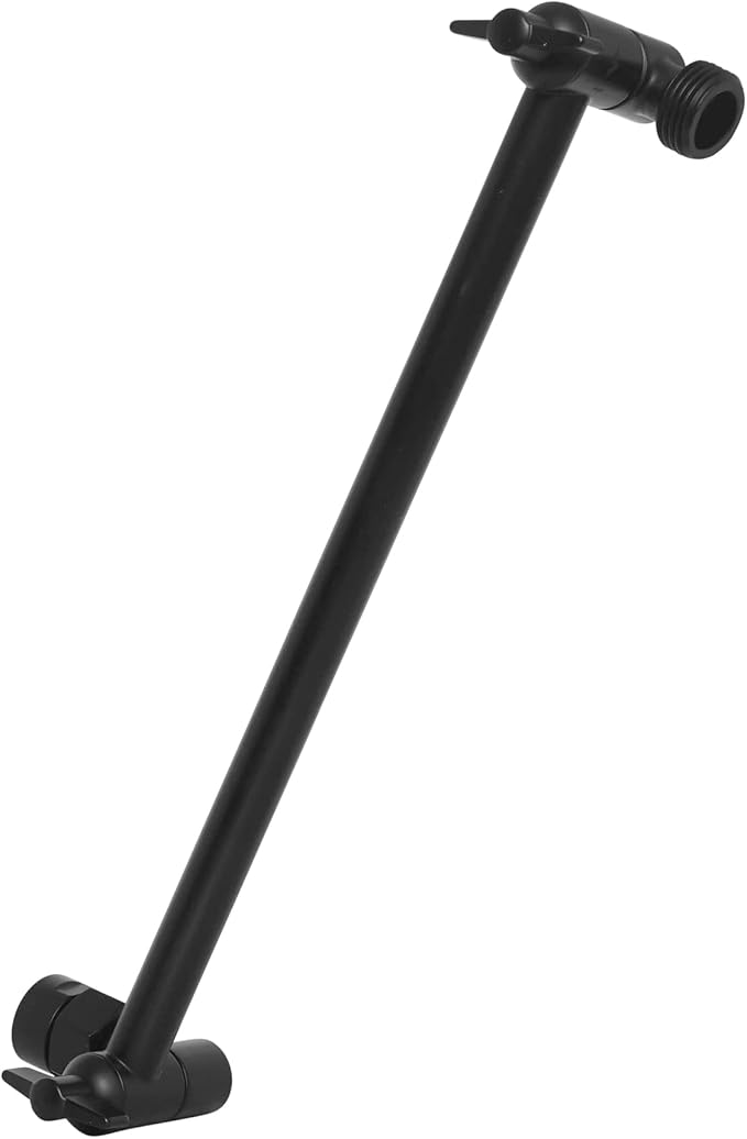 SparkPod 11" Solid Brass Shower Head Extension Arm - Flexible Height & Angle Adjustable Shower Arm Extension for Rain Showerheads with Sturdy Lock - Universal Pipe Connection (Midnight Black Matte)
