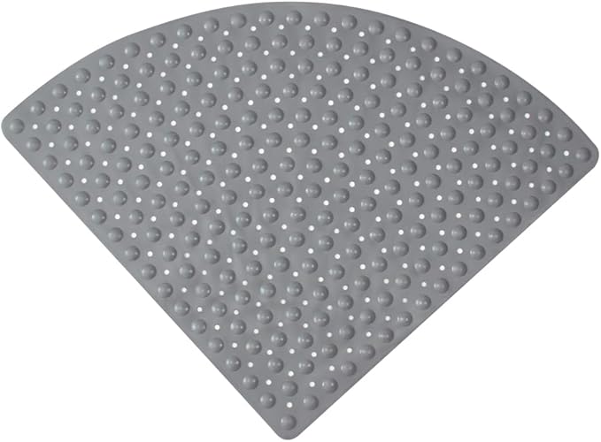 Mrcrypos Corner Shower Mats 21 x 21 Inches Bath Mat with Suction Cups and Drain Holes, Quick Dry Anti Slip Bathmat Machine Washable Shower Stall Mats for Bathroom, Gray