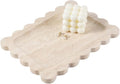Koville Romano Travertine Vanity Tray, 11"x8" Natural Marble Decorative Scalloped Tray for Jewelry Cosmetics Perfume Trinket, Stone Organizer Tray for Countertop Bathroom Kitchen Dresser(Beige)