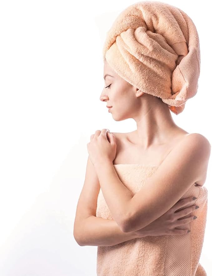 Hencely Premium Bath Towel Set of 4-28x58 Inches - High Absorbency, Quick Drying - 100% Soft Turkish Cotton Towels - Ideal for Home, Bathroom, Hotel, Spa, and Gym - Peach