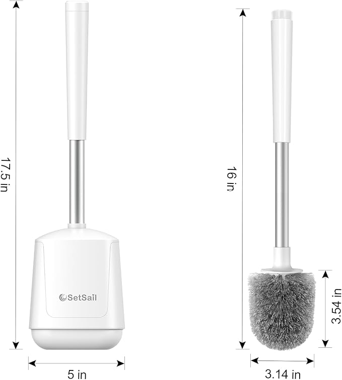 SetSail Toilet Brush 4 Pack Toilet Bowl Brush and Holder Toilet Cleaner Brush with Nylon Bristles Ventilated Toilet Brushes for Bathroom with Holder for Toilet Scrubber Cleaning, Pure White
