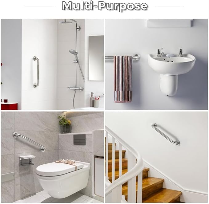 Grab Bars for Shower, 2 Pack 32-Inch Anti Slip Shower Handles for Elderly, Safety Shower Grab Bar, Stainless Steel Handicap Grab Bars for Bathroom,Toilet (Brushed Nickel, 1" Diameter)