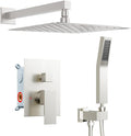 Shower Faucet Set Brushed Nickel Shower System, Starbath 10 Inch Rain Shower Head and Handheld Spray Shower Set Complete Wall Mounted,2 Way Pressure Balance Shower Valve and Trim Kit Included