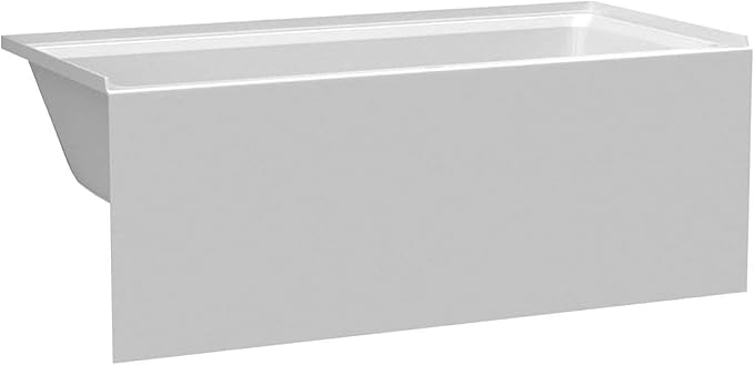Fine Fixtures Acrylic, Fiberglass Alcove Soaking Bathtub with Integral Apron Front - Drain Included (72" x 32", Left Hand, White)