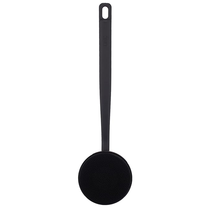 DNC Back Scrubber for Shower, Silicone Shower Brush with Long Handle Soft Bristles, Bath Body Exfoliator Washer for Men Women