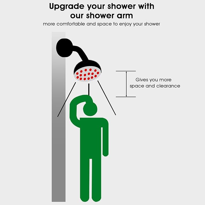 6 Inch Shower Arm with Flange and Stabilizer Bracket, Wall Mounted Shower Pipe Arm 304 Stainless Steel For Fixed Shower Head & Handheld Showerhead, Oil Rubbed Bronze