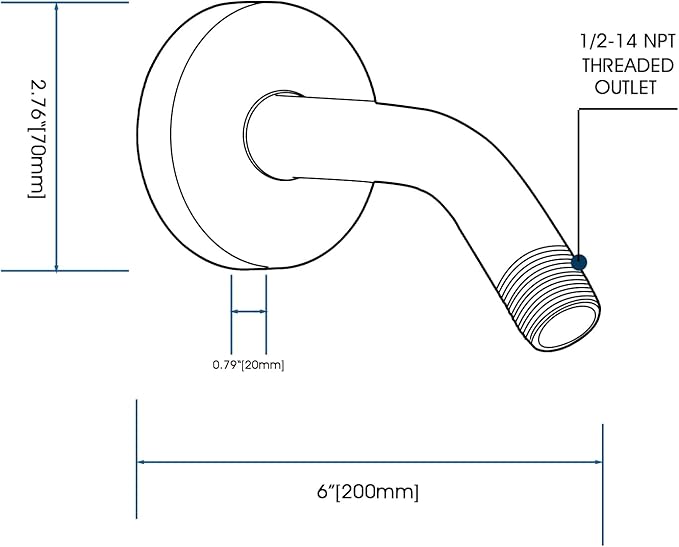 6 Inch Shower Arm with Flange and Stabilizer Bracket, Wall Mounted Shower Pipe Arm 304 Stainless Steel For Fixed Shower Head & Handheld Showerhead, Chrome