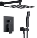 Rain Shower System 12 Inches Shower Combo Set Black Wall Mount Faucet Bathroom Faucets with Rainfall Shower Head and Hand Shower