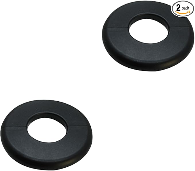 Wall Split Flange 2 Pieces, Pipe Cover Decoration Fit 0.87 inch Outer Diameter Pipe, ABS Round Self-Adhesive Escutcheon Plate, Buckles Design Split Plumbing Cover Plates, Black (22mm)