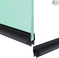 Shower Door Bottom Seal Strip, 2PCS Seal Strip, Clear PVC, 36" Length, Fits 10mm Thick Glass, Prevents Leaks, Easy Installation, No Adhesive Required (Black, 36in for 3/8"(10mm))