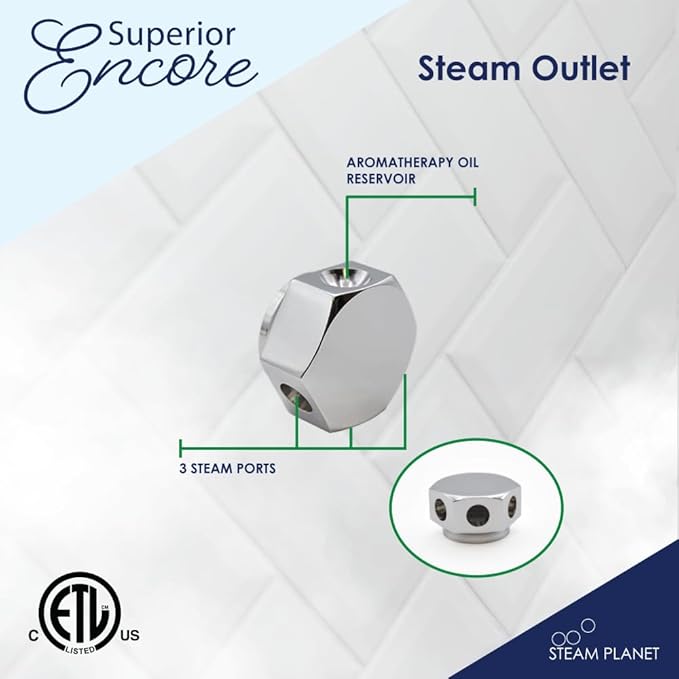 Superior Encore Plus 18kW Steam Shower Generator Kit with Horizontal White Keypad & Aromatherapy Oils Set |Self-Draining Steam Generator|One-click Connection Cord|Bluetooth Audio|