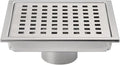 6 Inch Square Shower Floor Drain, Grille with Removable Cover, SUS304 Stainless Steel Brushed Nickel