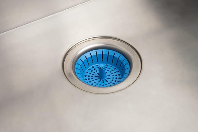 Kitchen Sink Strainer 3.25" - Dripsie Anti-Clog Food Catcher, Flexible Drain Basket, Dishwasher Safe, Standard Fit, Made in USA(1-Pack Blue)