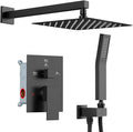 Shower Faucet Set Matte Black Shower System, Starbath 8" Rain Shower Head and Handheld Spray Shower Set Complete Wall Mounted,2 Way Pressure Balance Shower Valve and Trim Kit Included