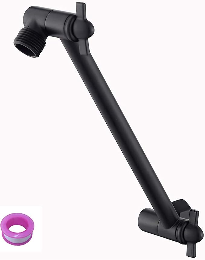 8 Inch Shower Head Extension Arm Matte Black.Solid Brass Adjustable Shower Arm Extension. Lower Or Raise Any Rain Or Handheld Showerhead To Your Height & Angle – Universal Connection
