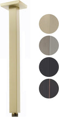 Ceiling Mount Shower Arm with Flange 20 Inches Square Straight Extender Extension Pipe Replacement, Long Shower Arm For Fixed Rain Shower Head or High Ceiling, Brushed Gold