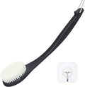 Exfoliating Shower Brush Bath Body Brush, Never Mold 15" Back Brush Long Handle for Shower, Dry Brushing Body Brush or Wet Brush with Moderate Bristle, Black